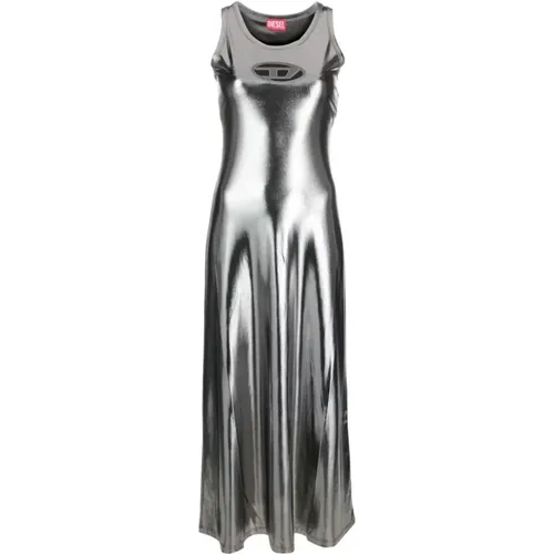 D-Lyny Schwarz Silber Midi Kleid , Damen, Größe: XS - Diesel - Modalova
