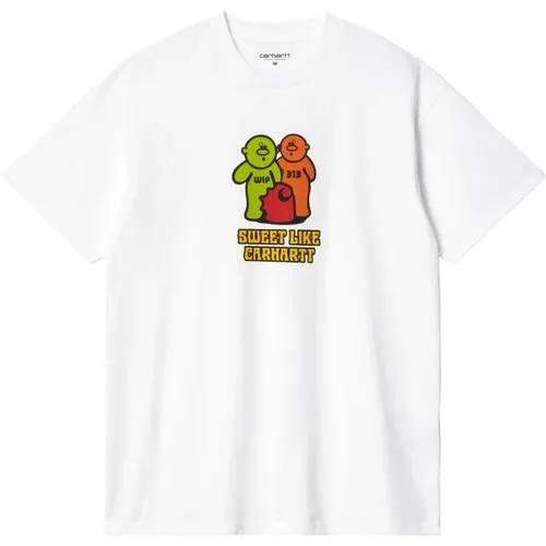 Weiße Gummy Halbärmelige Baumwoll-T-Shirt , Herren, Größe: S - Carhartt WIP - Modalova