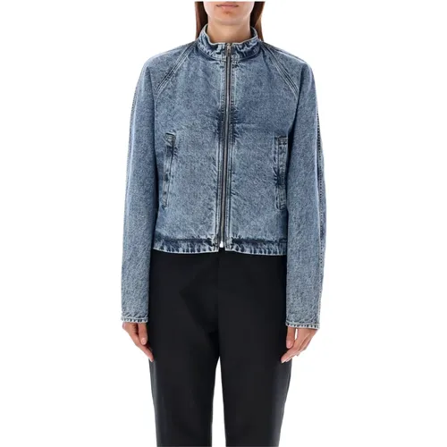 Denim Round Jacket Bleu Neige , female, Sizes: XS, S - Alaïa - Modalova