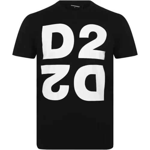Schwarzes Baumwoll-T-Shirt S74Gd0704 , Herren, Größe: L - Dsquared2 - Modalova