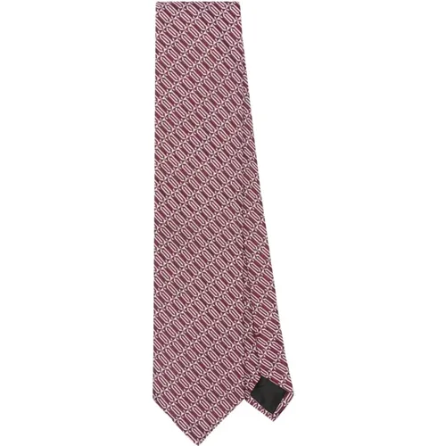 Etikett Logo Krawatte Burgund Pink , Herren, Größe: ONE Size - Lanvin - Modalova