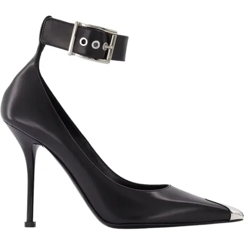 Schwarze Boxcar Pumps mit silbernen Akzenten , Damen, Größe: 36 EU - alexander mcqueen - Modalova