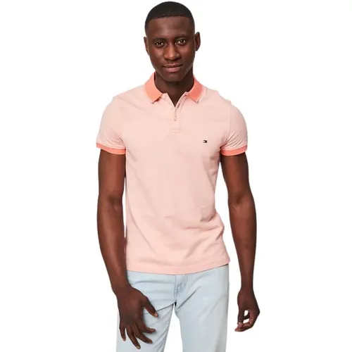 Polo - Herren Msw Mouline Tipped Slim Polo , Herren, Größe: S - Tommy Hilfiger - Modalova