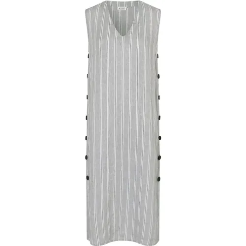 Striped Midi Dress with Button Details , female, Sizes: S, XL, M, L, XS - Masai - Modalova