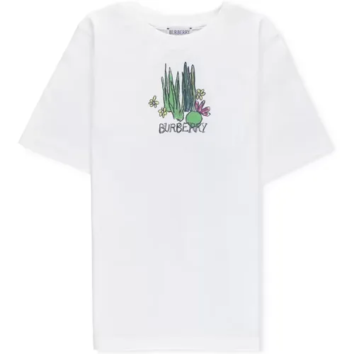 Mädchen Weiße Baumwoll-T-Shirt mit Druck - Burberry - Modalova