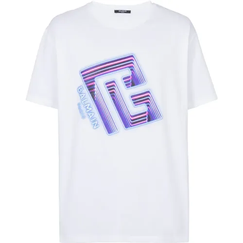 Neon logo T-shirt Balmain - Balmain - Modalova