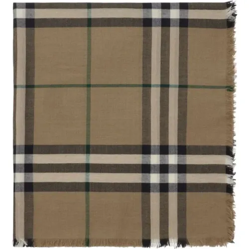 Giant Khaki Black Checkered Scarf , male, Sizes: ONE SIZE - Burberry - Modalova