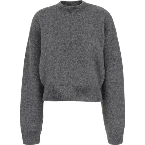 Grey Crewneck Sweater with Jacquard Logo , female, Sizes: L - Jacquemus - Modalova