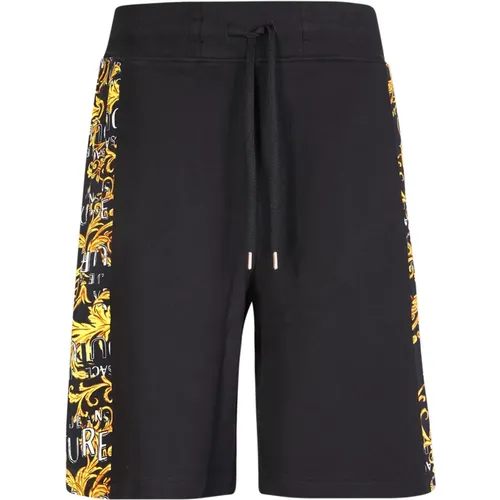 Schwarze Bermuda Shorts mit Barockmuster - Versace Jeans Couture - Modalova