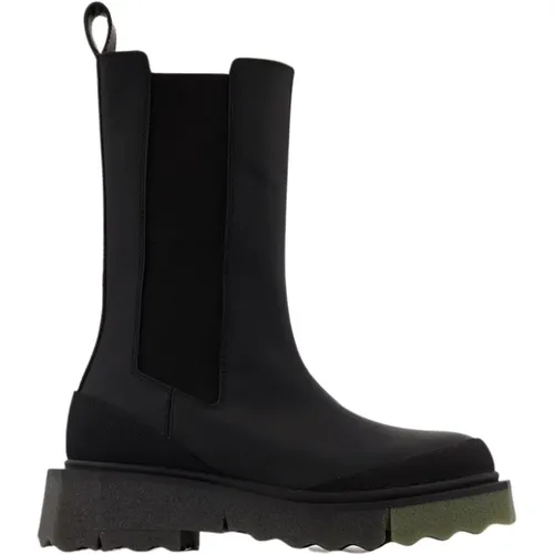 Green Leather Chelsea Boots with Sponge Sole , female, Sizes: 7 UK, 5 UK, 4 UK, 6 UK, 3 UK - Off White - Modalova