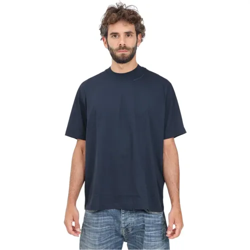 Blau Logo Print Kurzarm T-shirt , Herren, Größe: S - Armani Exchange - Modalova