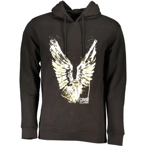 Schwarzer Hoodie mit Logodruck , Herren, Größe: L - Cavalli Class - Modalova