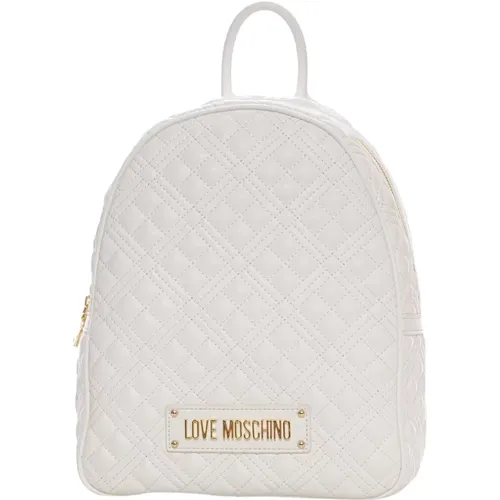 Gepolsterter Rucksack mit Logodetail,Gepolsterter Rucksack mit Reißverschluss und Logo - Love Moschino - Modalova
