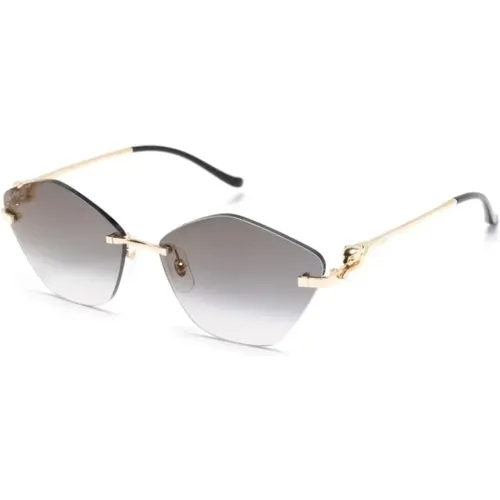 Gold Sunglasses for Everyday Use , female, Sizes: 61 MM - Cartier - Modalova