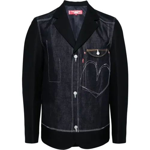 Indigo Denim Jacket Contrast Stitching , male, Sizes: L - Junya Watanabe - Modalova