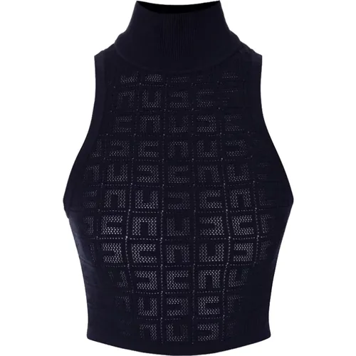 Schwarzes Top mit Elegantem Design,Schwarzes Mesh-Top mit Logo - Elisabetta Franchi - Modalova