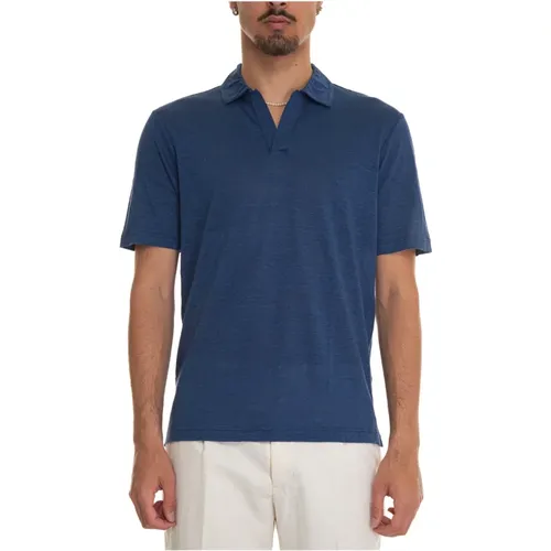 Leinen Polo Shirt mit Seitenschlitzen , Herren, Größe: XL - Gran Sasso - Modalova