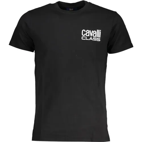 Schwarzes T-Shirt mit Print-Logo , Herren, Größe: L - Cavalli Class - Modalova