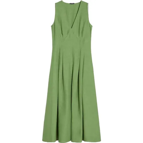 Grünes Midi-Kleid Viskose Ausgestellt , Damen, Größe: M - Pennyblack - Modalova