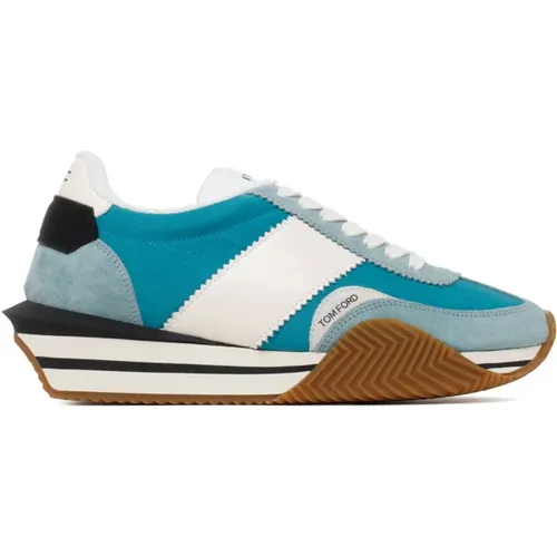 Sage Green and Cream White Leather Sneakers , male, Sizes: 7 UK - Tom Ford - Modalova