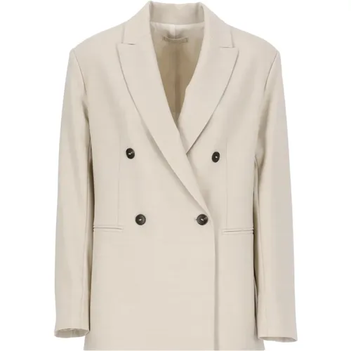 Beiger Wollmischung Blazer Frau - Antonelli Firenze - Modalova