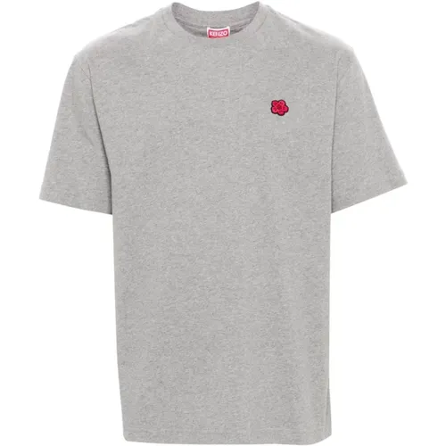 Blumenmotiv Jersey T-shirt Grau , Herren, Größe: L - Kenzo - Modalova