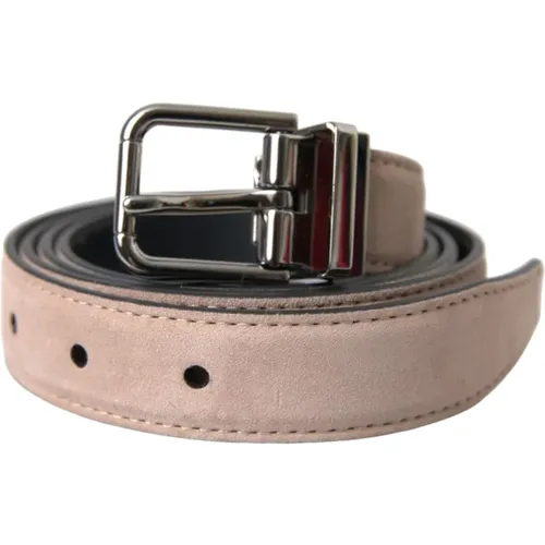 Suede Leather Silver Buckle Belt Men , unisex, Sizes: 105 CM - Dolce & Gabbana - Modalova