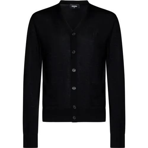 V-Neck Wool Cardigan Aw24 , male, Sizes: S, XL, L, 2XL, M - Dsquared2 - Modalova