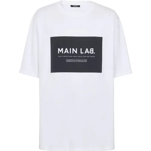 Cotton T-Shirt with Slogan Patch , male, Sizes: 2XL, XL, L - Balmain - Modalova
