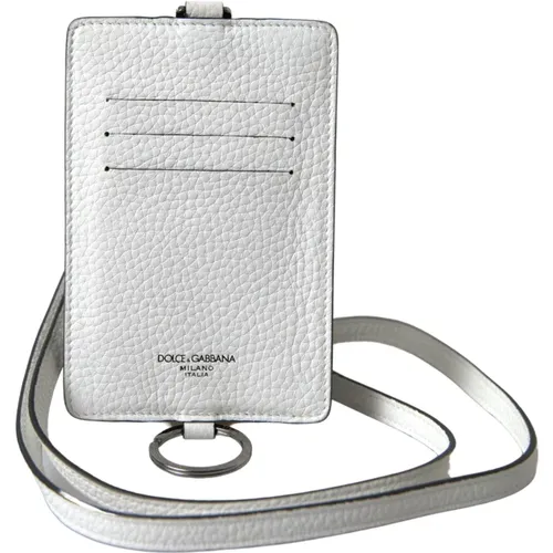 Weiße Leder Lanyard Logo Kartenhalter Geldbörse - Dolce & Gabbana - Modalova