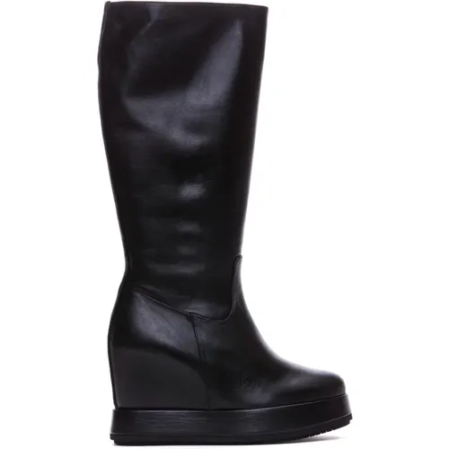 Schwarze Leder-Kara-Stiefel mit Innenabsatz , Damen, Größe: 38 EU - Paloma Barceló - Modalova