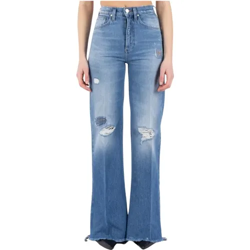Flare Jeans mit Besticktem Patch , Damen, Größe: W27 - Don The Fuller - Modalova