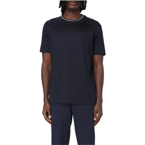 Blaues T-Shirt mit Logo Crew Neck , Herren, Größe: S - Emporio Armani - Modalova