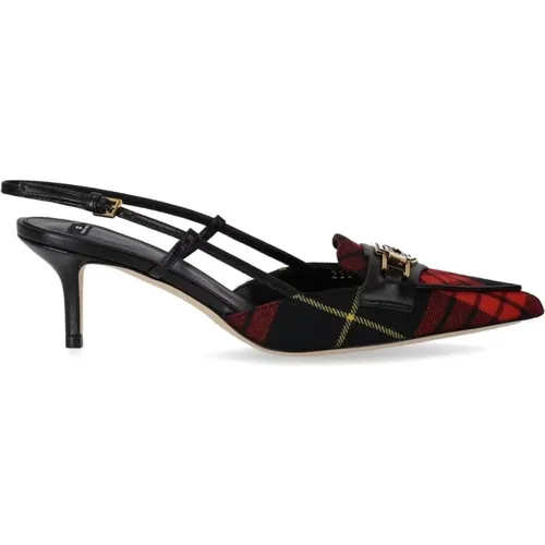 Schwarze und Rote Tartan Slingback Pumps , Damen, Größe: 37 EU - Elisabetta Franchi - Modalova