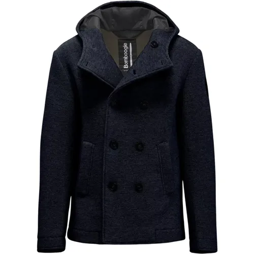 Hooded Boiled Wool Coat for Men , male, Sizes: M, 2XL, L, S, XL, 3XL - BomBoogie - Modalova