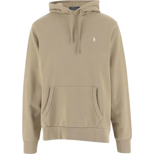 Beiger Baumwoll-Hoodie mit Logo-Stickerei - Polo Ralph Lauren - Modalova