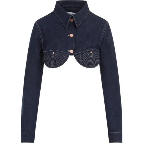 Indigo Trompe-l`Sil Crop Jacket , female, Sizes: 2XS - Jean Paul Gaultier - Modalova