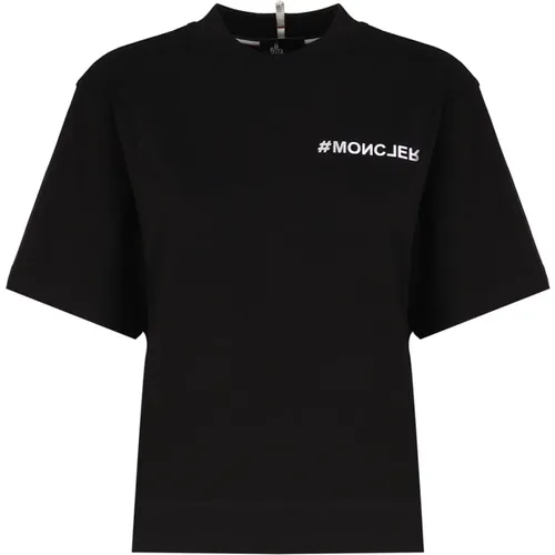 Schwarze Baumwoll-T-Shirts und Polos , Damen, Größe: L - Moncler - Modalova