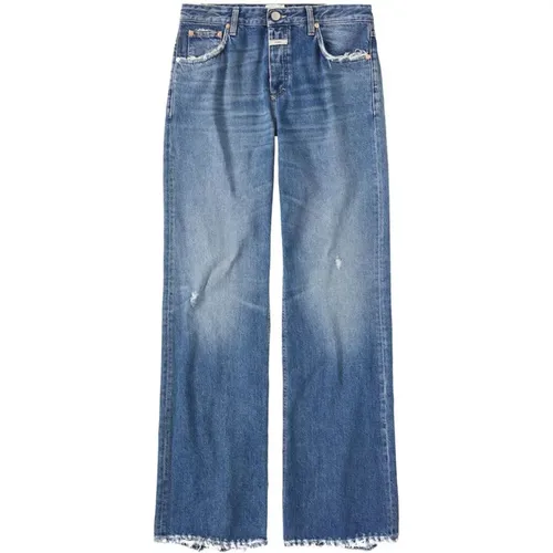 Blaue Gewaschene Denim Flared Jeans , Damen, Größe: W25 - closed - Modalova
