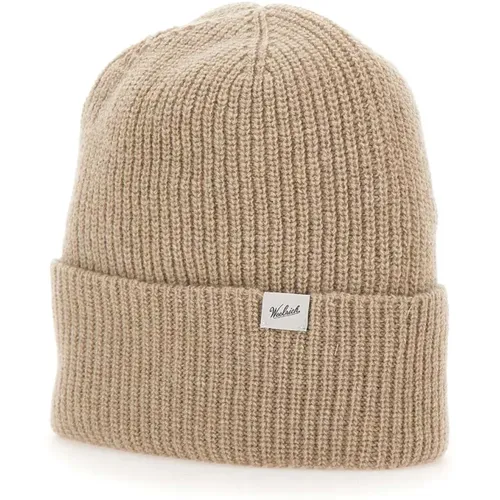 Herren Wollmischung Beanie Sand , Herren, Größe: L - Woolrich - Modalova