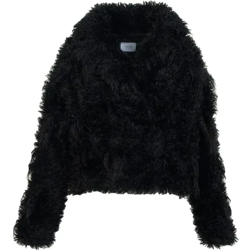 Short Faux Fur Jacket with Snap Fasteners and Pockets , female, Sizes: L, XL, M, S - Fortini - Modalova