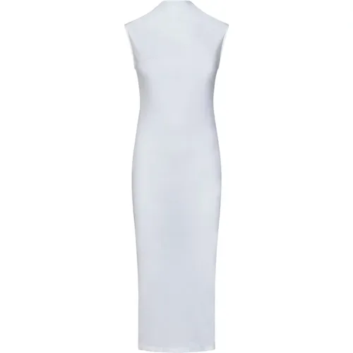 Weiße Gerippte Baumwoll-Midi-Kleid , Damen, Größe: S - Armarium - Modalova