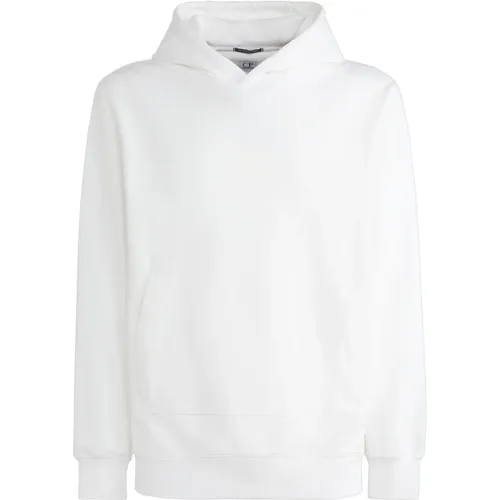 Weiße Kapuzen-Sweatshirt aus Baumwolle mit Taschen , Herren, Größe: M - C.P. Company - Modalova