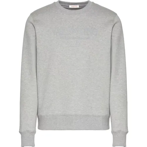 Grey Logo Print Sweater , male, Sizes: L, M - Valentino Garavani - Modalova