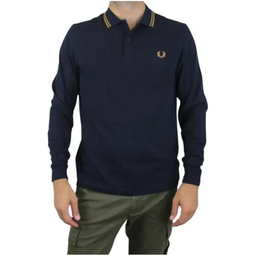 Navy Long Sleeve Polo Shirt , male, Sizes: XL - Fred Perry - Modalova