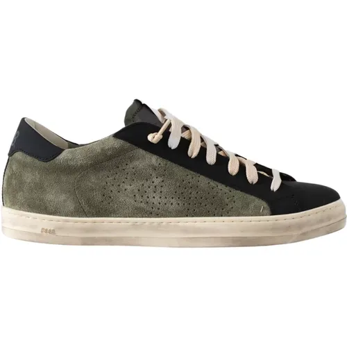 Grüne Ledersneaker mit Schwarzen Details , Herren, Größe: 40 EU - P448 - Modalova