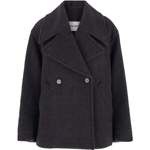 Alpaca Wide Collar Half Coat , Damen, Größe: S - LOW CLASSIC - Modalova