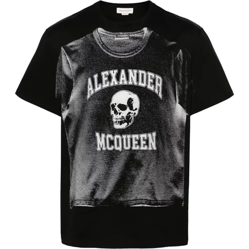 Schwarzes Logo-Print Baumwoll-T-Shirt , Herren, Größe: M - alexander mcqueen - Modalova