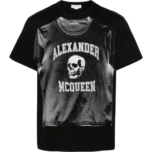 Schwarzes Logo-Print Baumwoll-T-Shirt , Herren, Größe: S - alexander mcqueen - Modalova