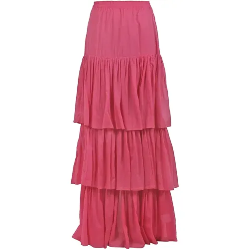 Long Flared Cotton Silk Skirt , female, Sizes: S, 2XS, XS - Jucca - Modalova